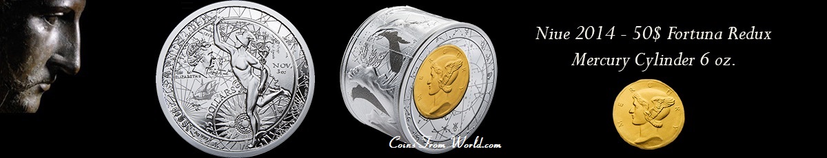 Niue 2014 - 50$ Fortuna Redux Mercury Cylinder - 6 oz. Silver